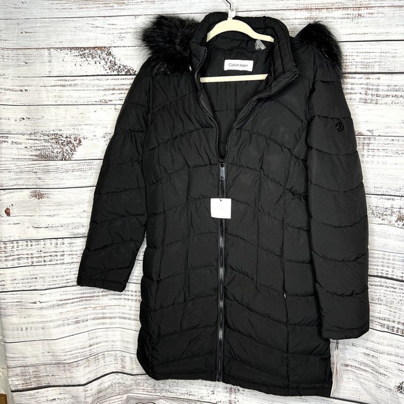 Calvin Klein Jackets & Blazers - Calvin Klein Faux Fur Trimmed Walker Puffer Black Lg NWT